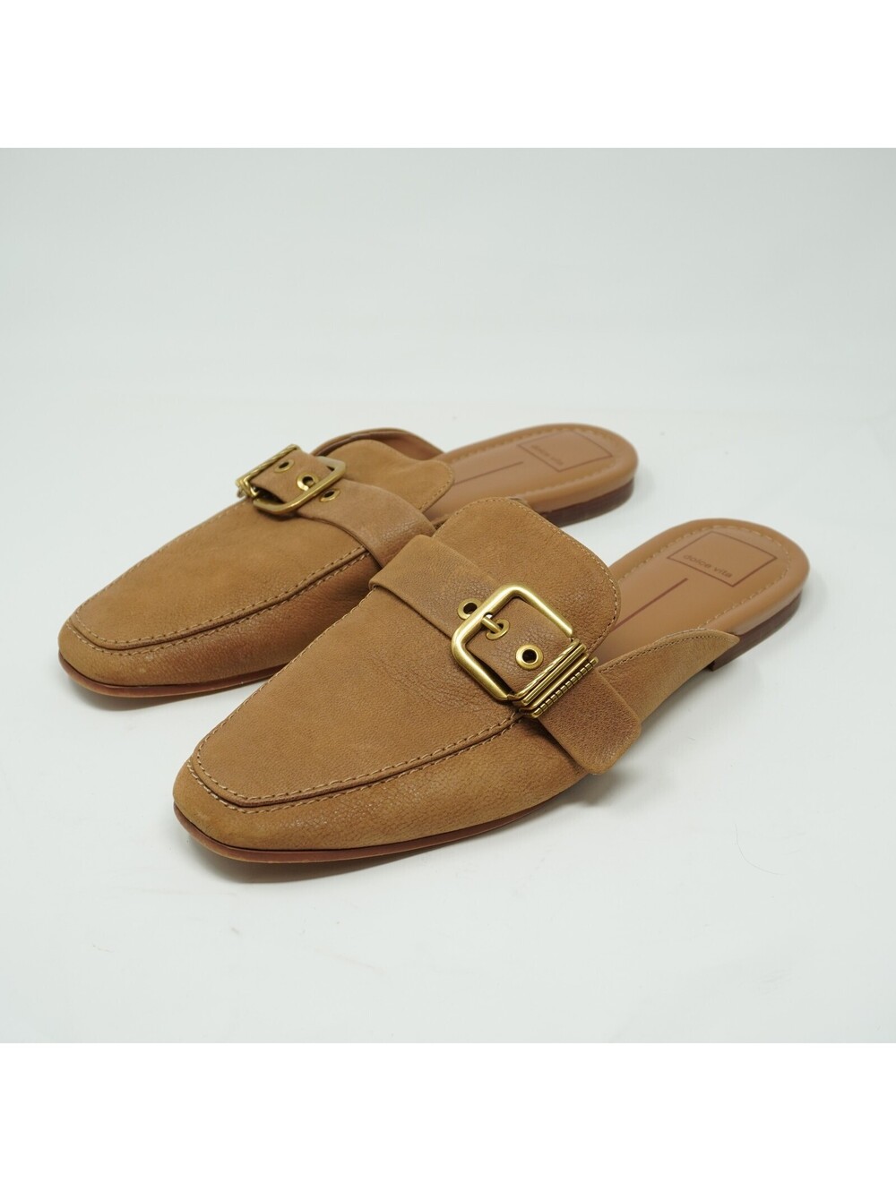 Dolce Vita Tan Suede Buckle Mule Slip-On Shoes Size 9